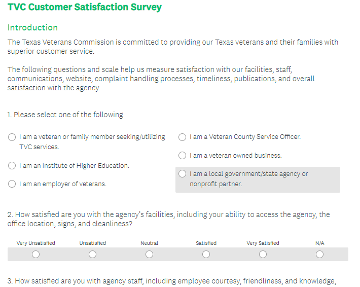 TVC survey screen shot