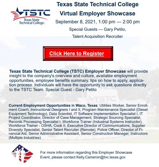 Texas State Tech Virtual Employer Showcase 9.8.21