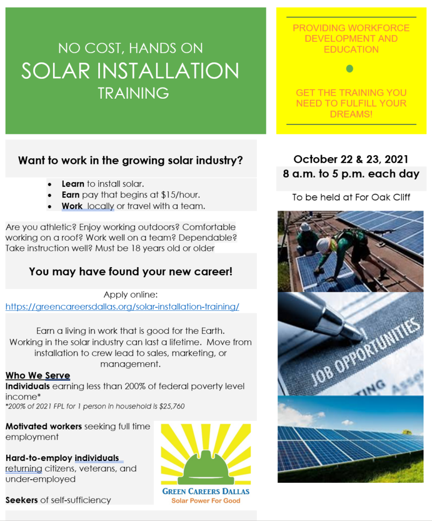 Green Careers Dallas event flyer