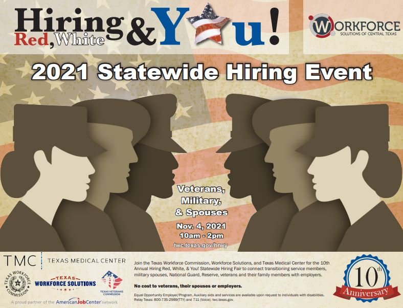 Hiring Red White & You 11.4.21 flyer