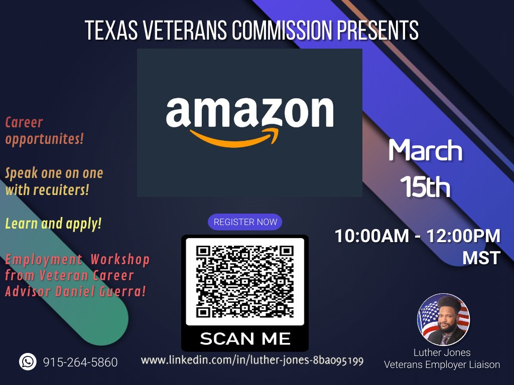 Amazon Employer Showcase Flyer with QR code March 15th 10am