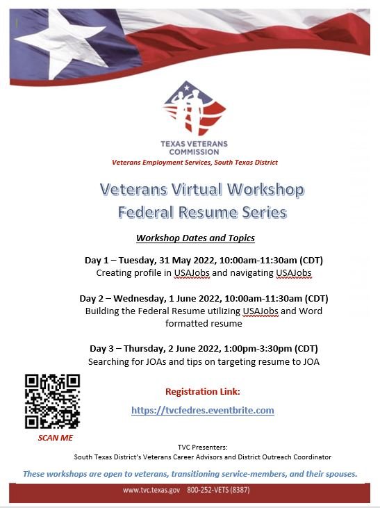 Federal Resume Workshop STXD – Texas Veterans Commission
