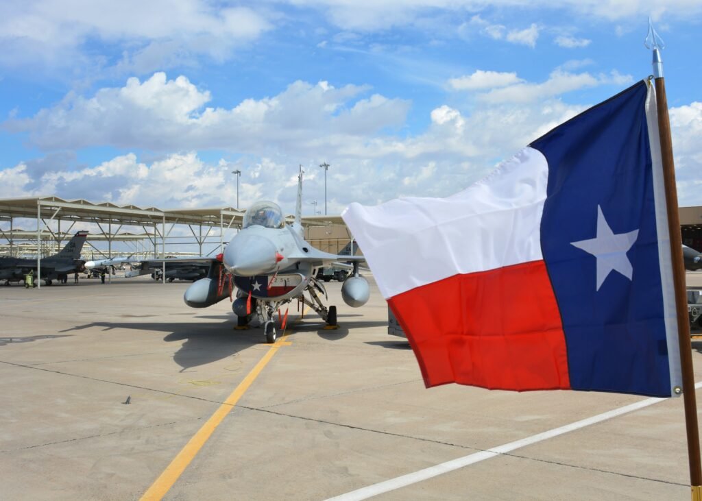 Photo of jet and Texas flag