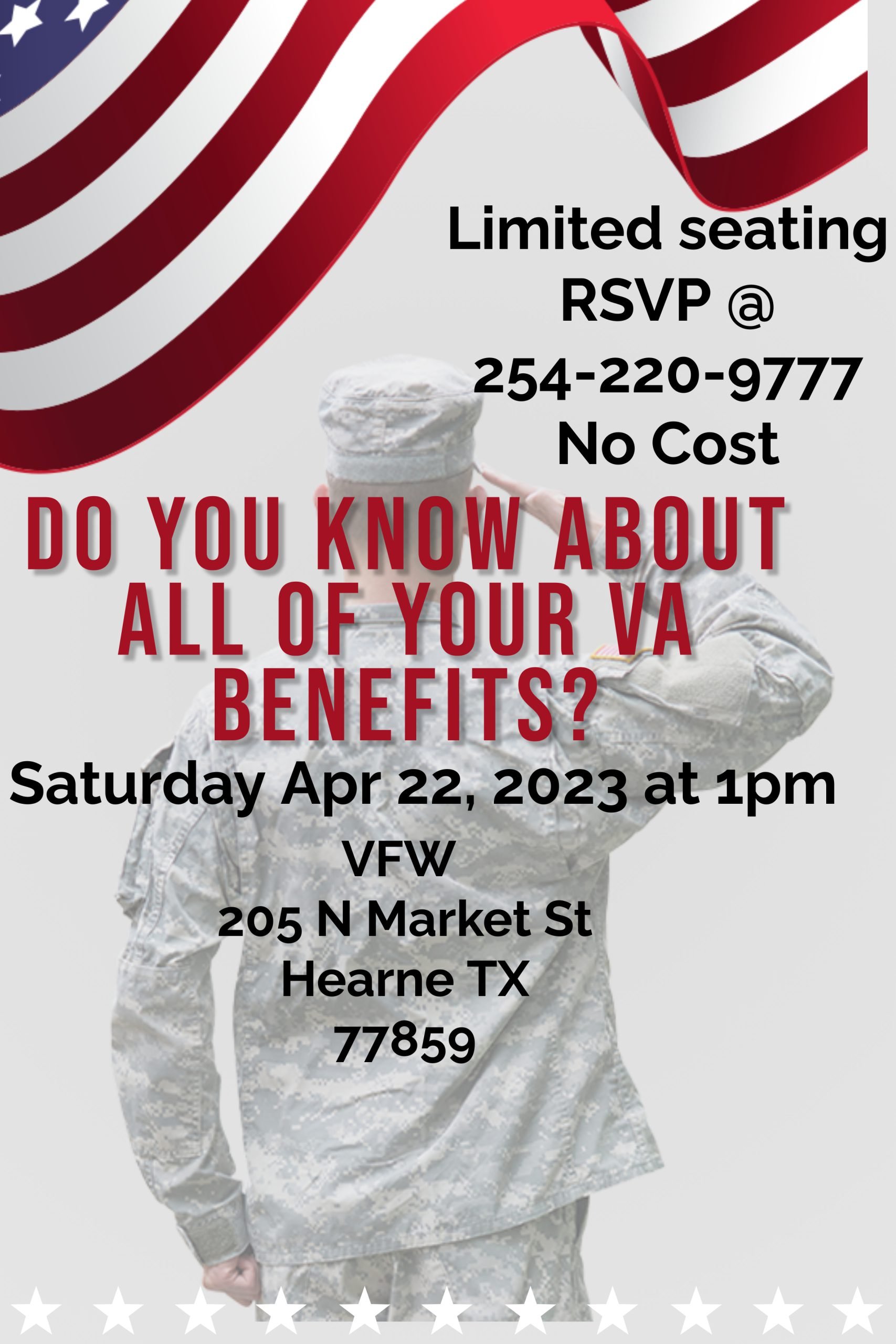 Veterans benefits event flyer